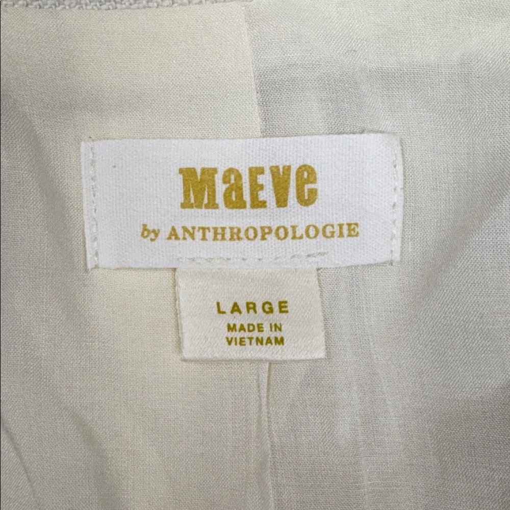 Anthropologie Maeve Tweed Double Breasted Crop Blazer Jacket Preppy Ivory Large - Picture 9 of 11